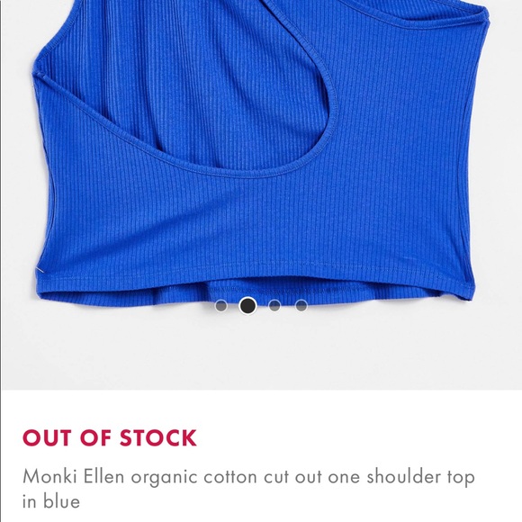 NWT Monki Blue One Shoulder Top - Picture 4 of 4